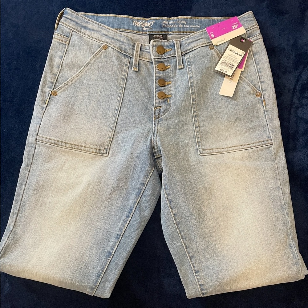 Mid-Rise Skinny Jeans, new w/tags and buttons